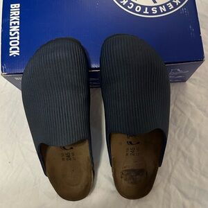 Birkenstock Amsterdam birki clogs 38 slip on navy blue corduroy women 7 8 Boston